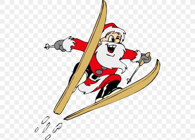 Santa Claus Skiing Clip Art, PNG, 528x588px, Santa Claus, Alpine Skiing, Art, Cartoon, Christmas Download Free