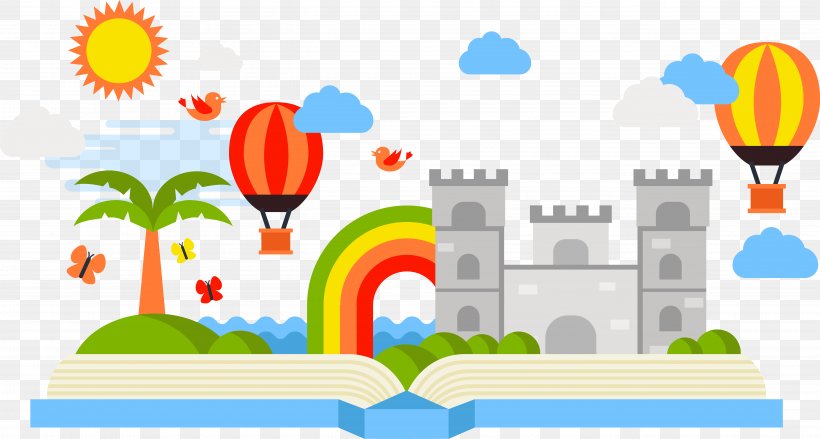 Book Storytelling Fairy Tale Illustration, PNG, 5450x2923px, Book, Area, Art, Balloon, Book Illustration Download Free