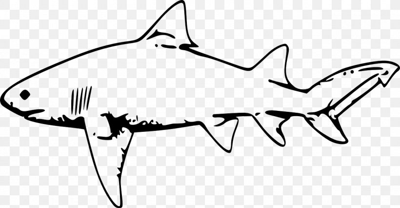 Great White Shark Tiger Shark Clip Art, PNG, 1280x666px, Shark, Area, Artwork, Black, Black And White Download Free