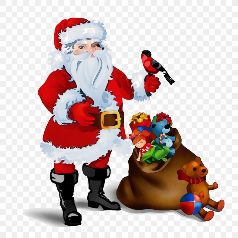 Santa Claus, PNG, 1000x1000px, Watercolor, Christmas, Fictional Character, Figurine, Garden Gnome Download Free