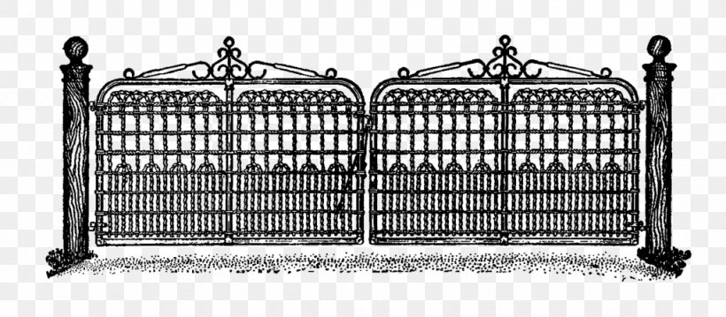 Fence Gate Image File Formats, PNG, 1024x449px, Fence, Black And White, Gate, Home Fencing, Image File Formats Download Free