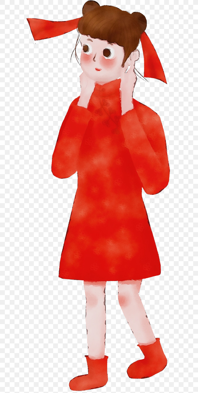 Clothing Red Costume Outerwear Dress, PNG, 603x1625px, Watercolor, Clothing, Costume, Dress, Outerwear Download Free
