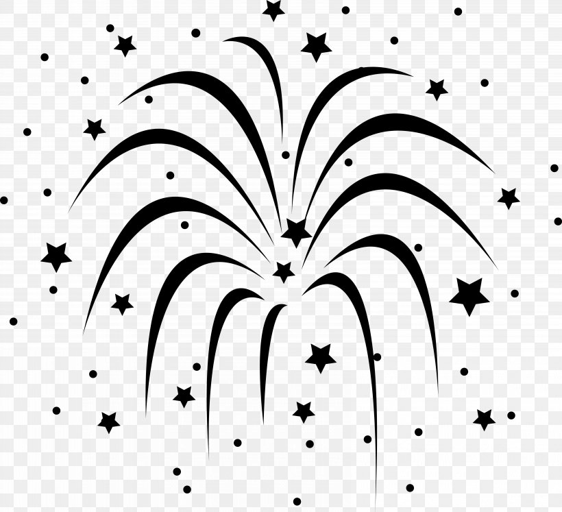 Fireworks Black And White Clip Art, PNG, 6555x5973px, Watercolor, Cartoon, Flower, Frame, Heart Download Free