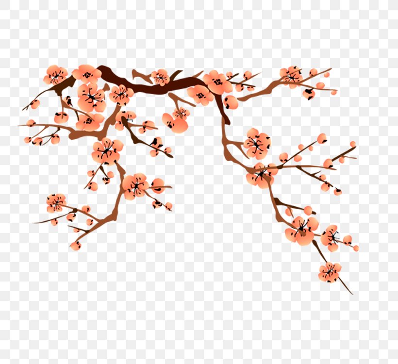 Ink Wash Painting Plum Blossom Clip Art, PNG, 750x750px, Ink Wash Painting, Blossom, Branch, Calligraphy, Cherry Blossom Download Free