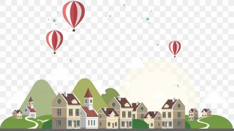 Town Wallpaper, PNG, 5392x3021px, Town, Balloon, Brand, Computer, Designer Download Free