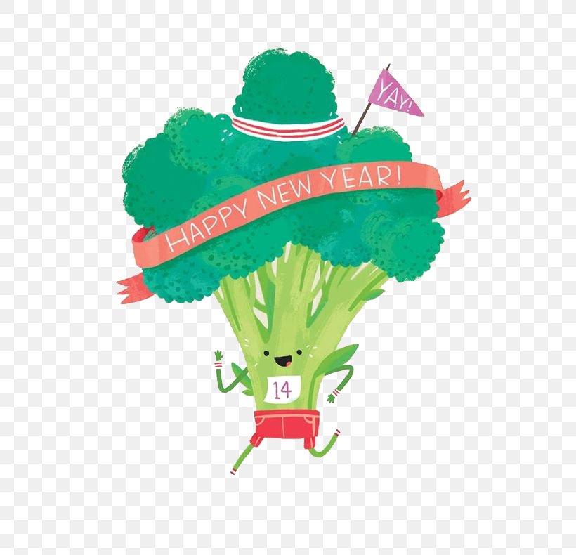 New Years Resolution Vegetable Eating Illustration, PNG, 564x790px, New Year, Broccoli, Cartoon, Cauliflower, Eating Download Free