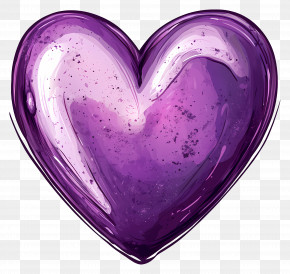Purple Heart - Shiny Purple Heart Illustration PNG