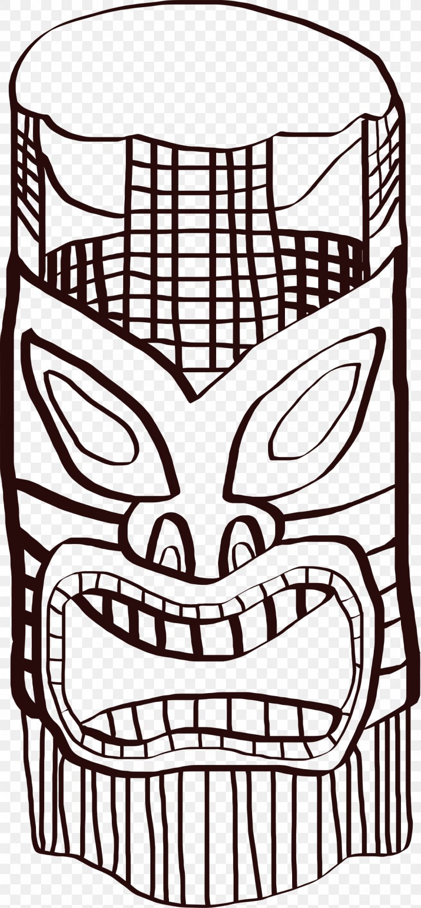 Tiki Clip Art, PNG, 1114x2400px, Tiki, Area, Art, Black And White, Drawing Download Free