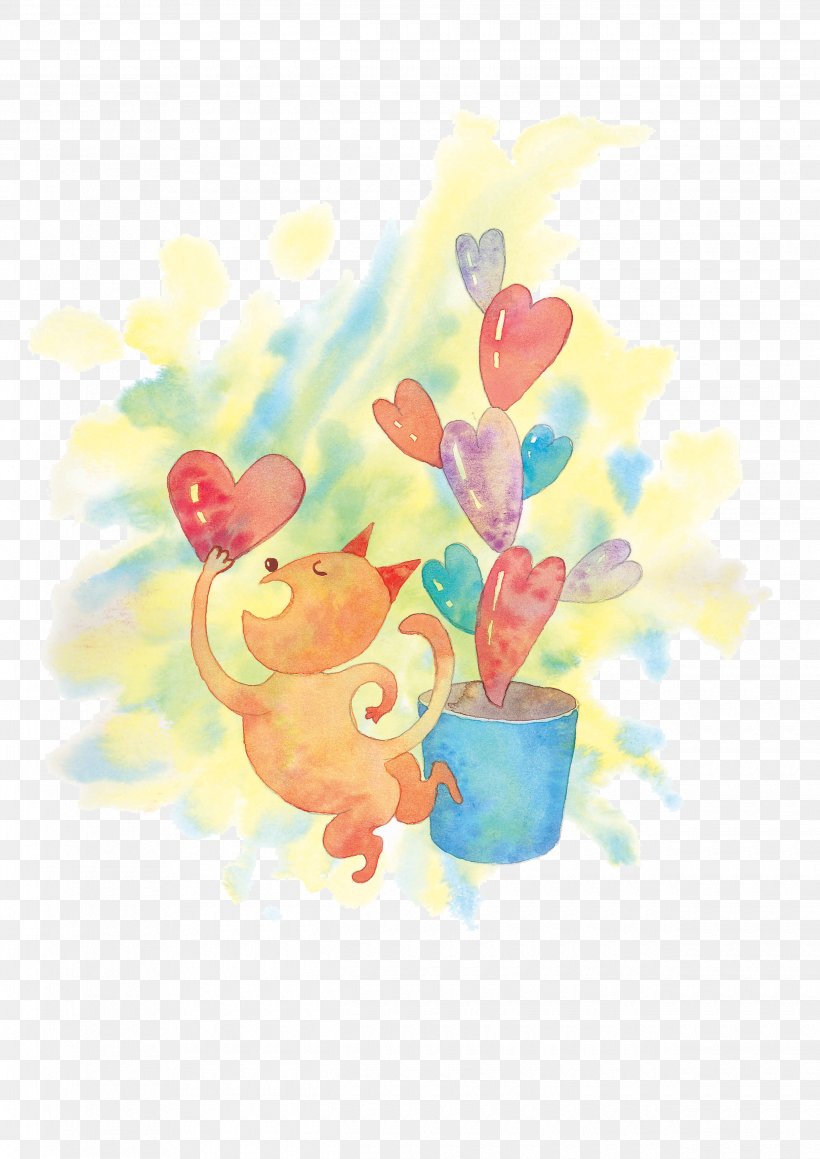 Cartoon Illustration, PNG, 2480x3508px, Watercolor, Cartoon, Flower, Frame, Heart Download Free