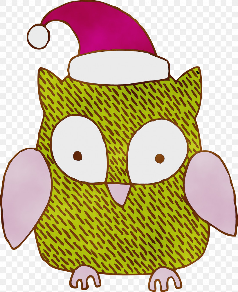 Owl Pink Cartoon Yellow Headgear, PNG, 2445x2999px, Christmas Owl, Bird Of Prey, Cartoon, Cartoon Owl, Christmas Animal Download Free