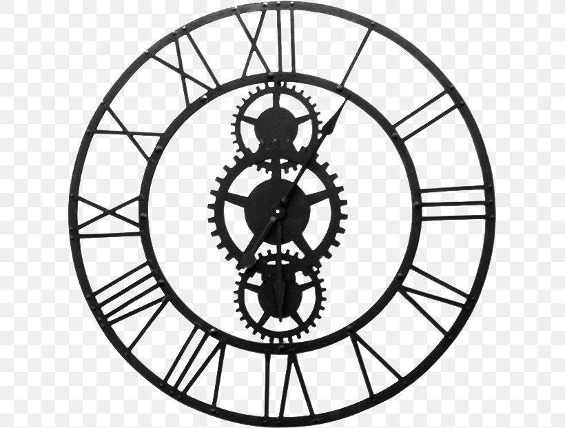 Wall Clocks Clock Face House Doctor Couture Wall Clock Utopia Alley Roman Round Clock, PNG, 622x621px, Clock, Area, Bicycle Drivetrain Part, Bicycle Part, Bicycle Wheel Download Free