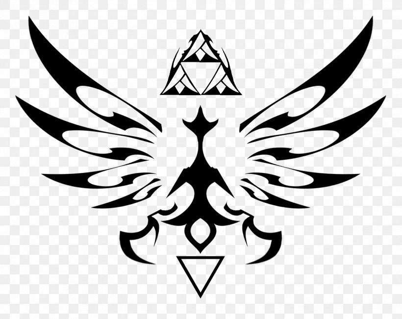 The Legend Of Zelda: Skyward Sword Link Symbol Video Game Triforce, PNG, 1321x1049px, Legend Of Zelda Skyward Sword, Beak, Bird, Black And White, Emblem Download Free