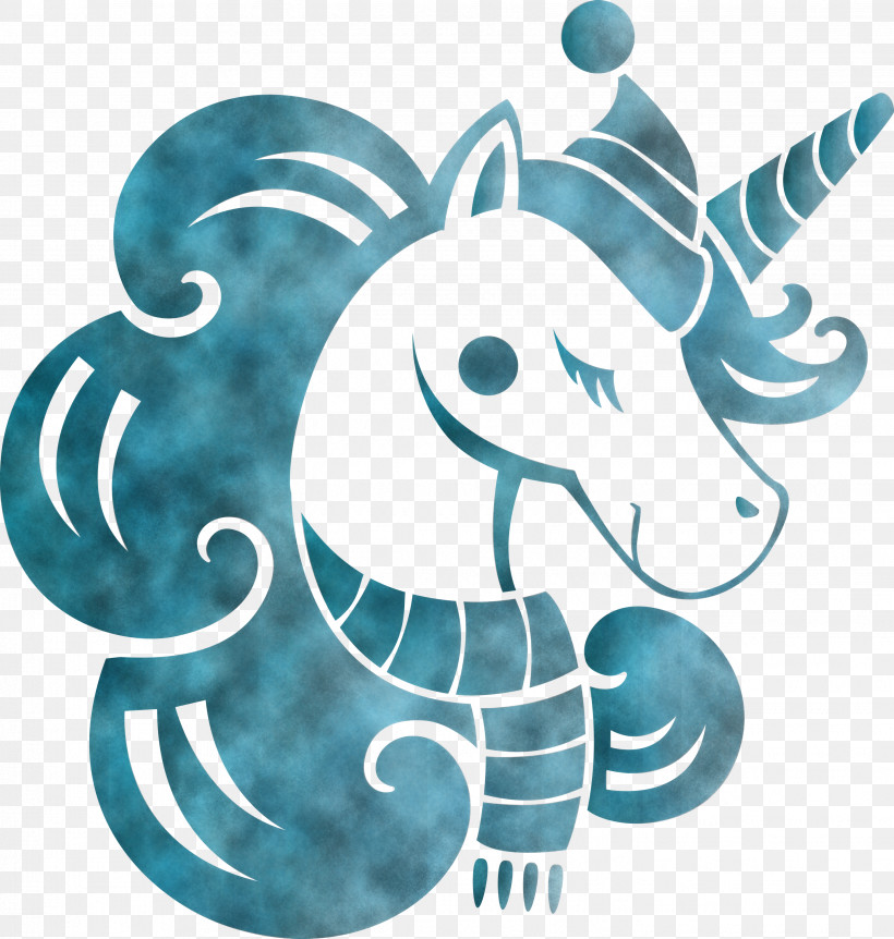 Unicorn Christmas Unicorn, PNG, 2851x3000px, Unicorn, Aqua, Christmas Unicorn, Seahorse, Teal Download Free