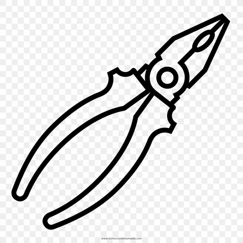 Drawing Coloring Book Black And White Pliers Clip Art, PNG, 1000x1000px, Drawing, Art, Artwork, Beak, Black Download Free