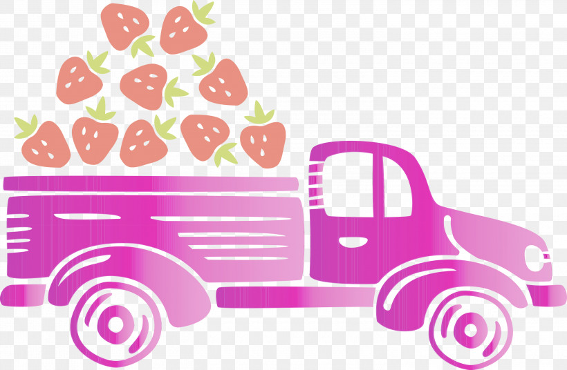 Text Sticker Pink M Pattern Area, PNG, 3000x1963px, Strawberry Truck, Area, Autumn, Fruit, Line Download Free