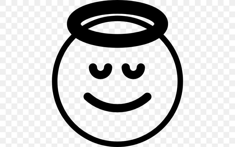 Smiley Emoticon Angel, PNG, 512x512px, Smiley, Angel, Black And White, Drawing, Emoji Download Free