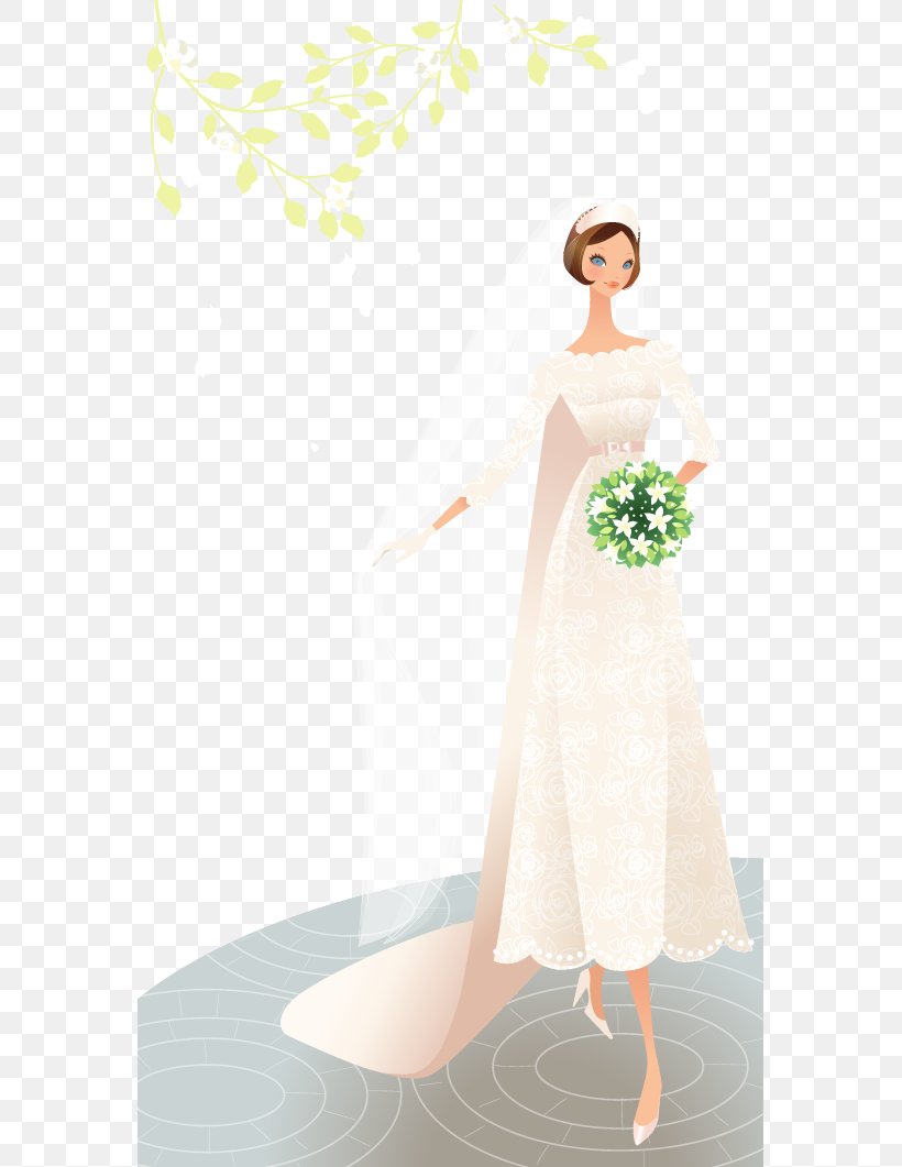 Bride Wedding Photography Illustration, PNG, 569x1061px, Watercolor, Cartoon, Flower, Frame, Heart Download Free