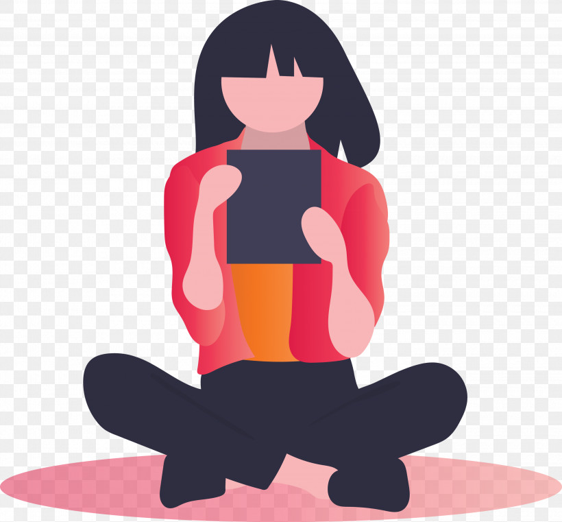 Reading Girl, PNG, 3000x2785px, Reading Girl, Kneeling, Physical Fitness, Pink, Sitting Download Free