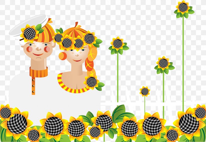 Common Sunflower Silhouette Illustration, PNG, 2200x1517px, Common Sunflower, Couple, Daisy Family, Flora, Floral Design Download Free