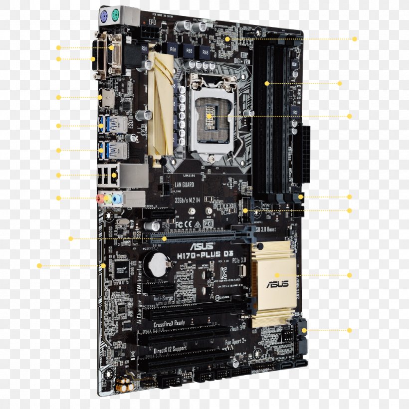 Intel LGA 1151 Motherboard DDR3 SDRAM CPU Socket, PNG, 1000x1000px, Intel, Atx, Central Processing Unit, Chipset, Computer Download Free