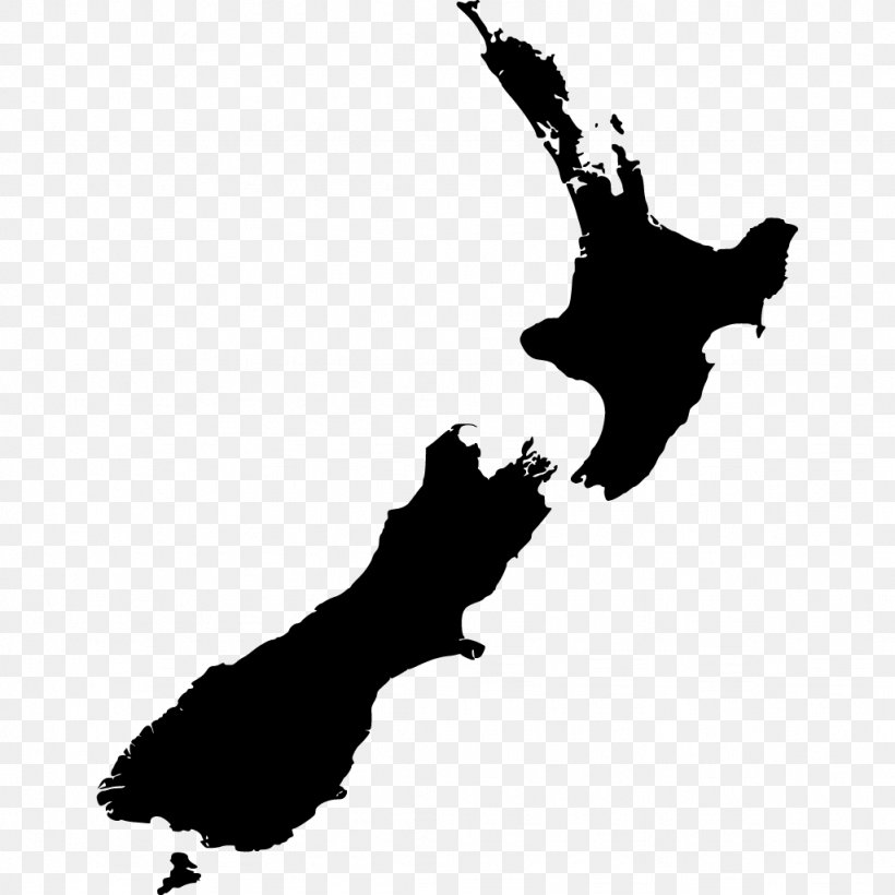 New Zealand Vector Map, PNG, 1024x1024px, New Zealand, Black, Black And White, Blank Map, Clip Art Download Free