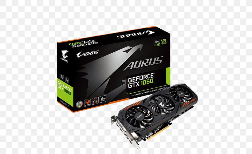 Graphics Cards & Video Adapters NVIDIA GeForce GTX 1060 英伟达精视GTX GDDR5 SDRAM, PNG, 500x500px, Graphics Cards Video Adapters, Aorus, Cable, Computer, Computer Component Download Free