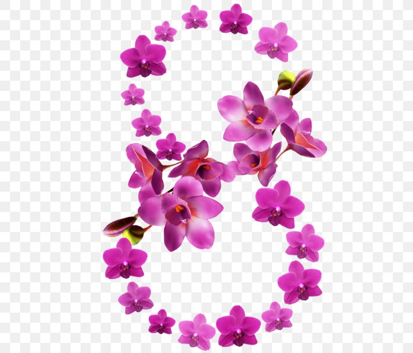 March 8 Numerical Digit International Women's Day Number Clip Art, PNG, 497x700px, March 8, Animation, Ansichtkaart, Cut Flowers, Dendrobium Download Free