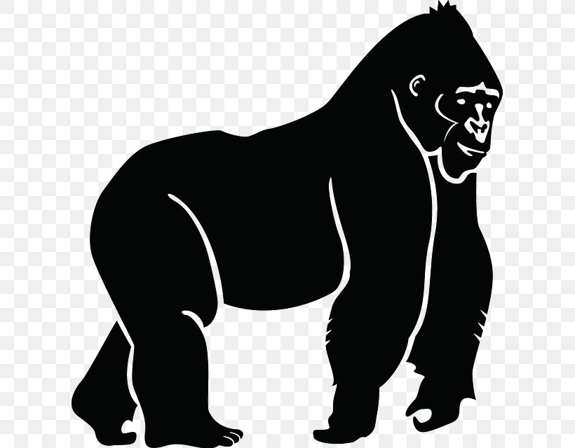 Gorilla Ape Vector Graphics Clip Art Image, PNG, 615x640px, Gorilla, Animal Figure, Ape, Art, Blackandwhite Download Free