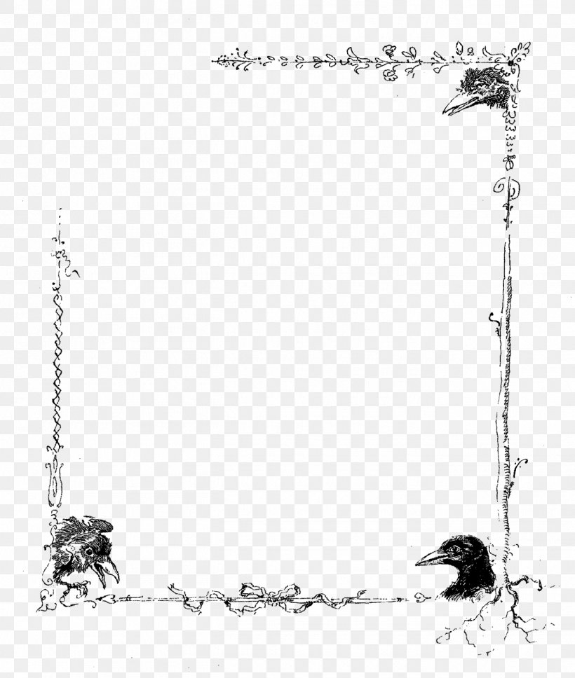 Bird Rook Picture Frames Clip Art, PNG, 1355x1600px, Bird, Bird Nest, Black And White, Branch, Drawing Download Free