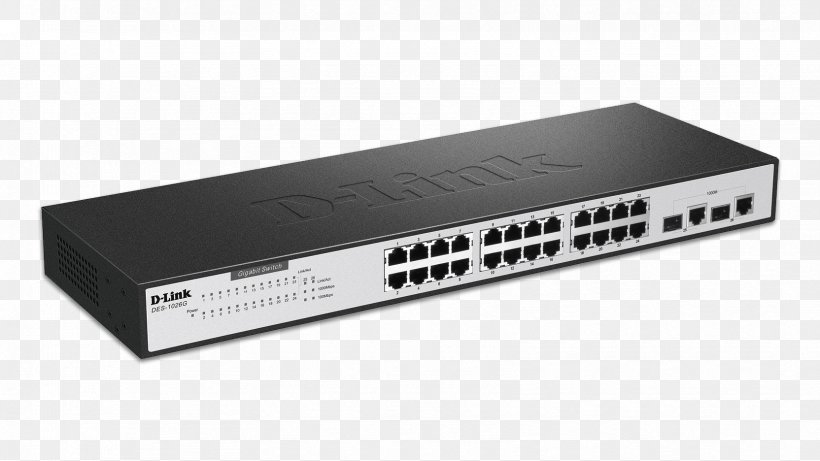 Gigabit Ethernet Fast Ethernet Network Switch 1000BASE-T Small Form-factor Pluggable Transceiver, PNG, 1664x936px, Gigabit Ethernet, Bandwidth, Data Transfer Rate, Dlink, Dlink Des 1026g Download Free