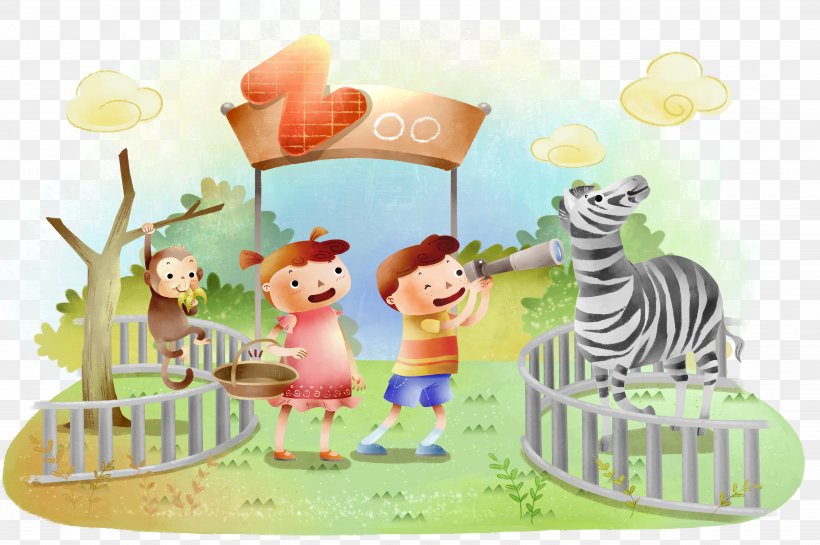 Giraffe Zoo Cartoon Illustration, PNG, 5200x3458px, Giraffe, Animation, Art, Cartoon, Comics Download Free