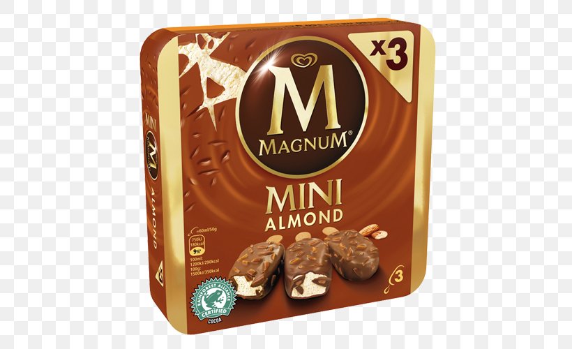 Ice Cream Magnum Almond Chocolate, PNG, 500x500px, Ice Cream, Almond, Chocolate, Confectionery, Cornetto Download Free