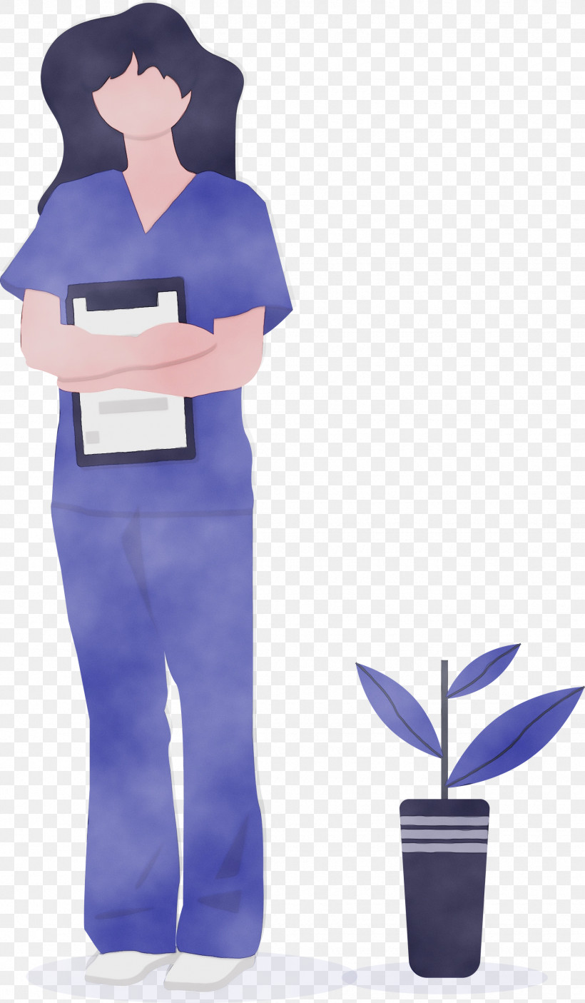Standing Plant Electric Blue Uniform, PNG, 1750x3000px, Nurse, Electric Blue, International Nurses Day, Medical Worker Day, Paint Download Free