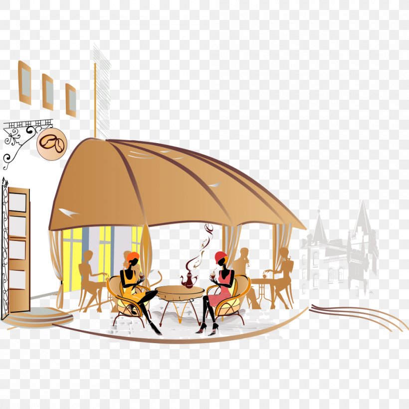 Cafe Coffee Espresso Street Vector Graphics, PNG, 1000x1000px, Cafe, Bar, Cartoon, Coffee, Drawing Download Free
