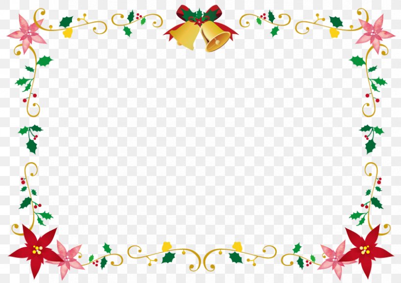 Poinsettia Bell Frame, PNG, 842x595px, Borders And Frames, Area, Art, Border, Cartoon Download Free