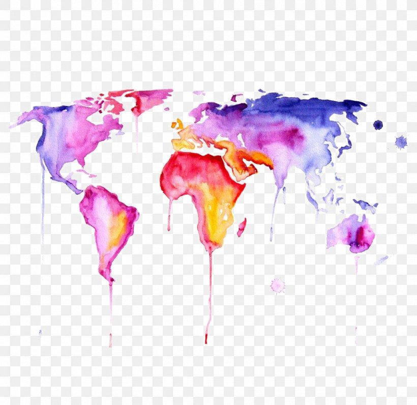 World Map Watercolor Painting Clip Art Image, PNG, 1029x1000px, World Map, Art, Canvas, Drawing, Flower Download Free