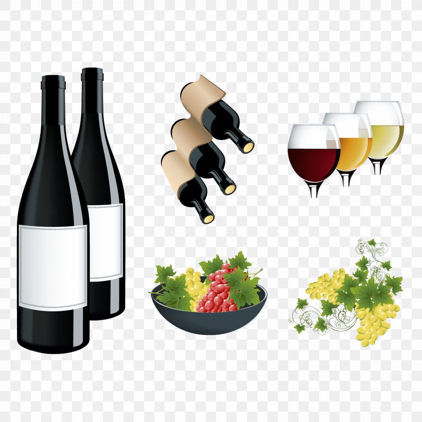 Wine Common Grape Vine Euclidean Vector, PNG, 1667x1667px, Wine, Alcoholic Beverage, Art, Barware, Bottle Download Free