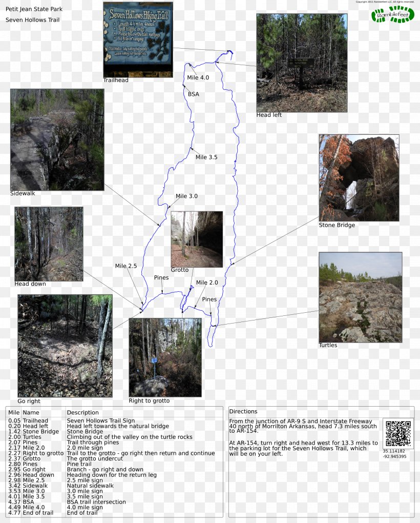 Seven Hollows Trailhead Cedar Falls Township Trail Map Petit Jean Mountain Road, PNG, 2250x2800px, Trail, Arkansas, Hiking, Map, Park Download Free