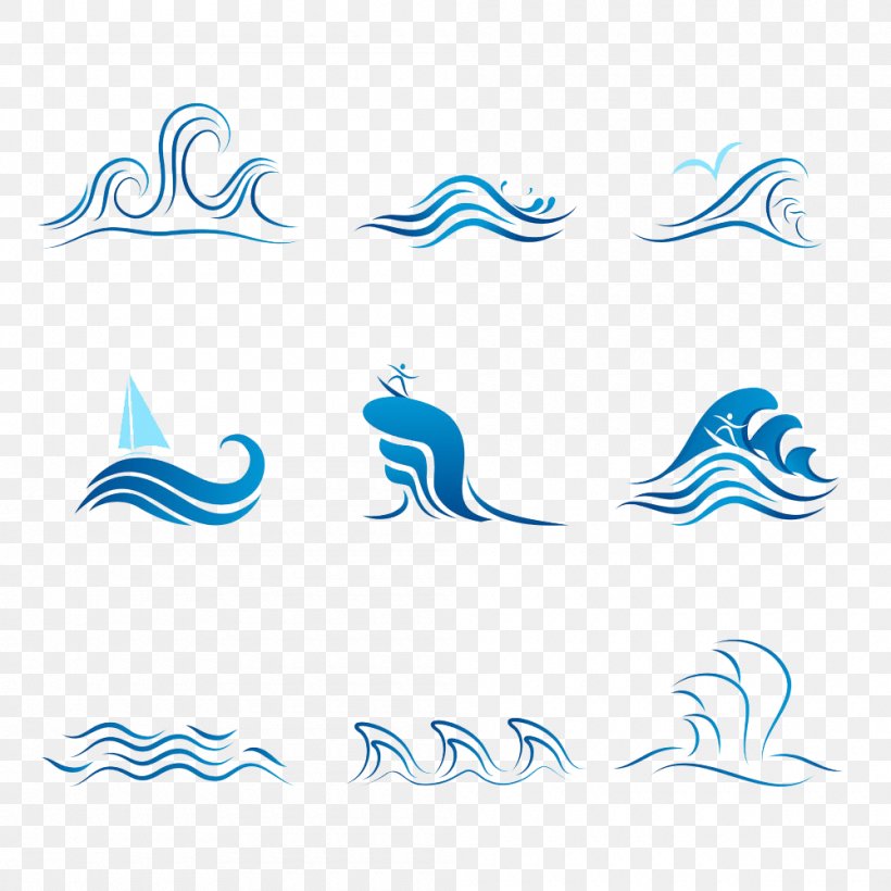 Wave Vector Euclidean Vector Royalty-free, PNG, 1000x1000px, Wave, Aqua, Area, Blue, Drawing Download Free
