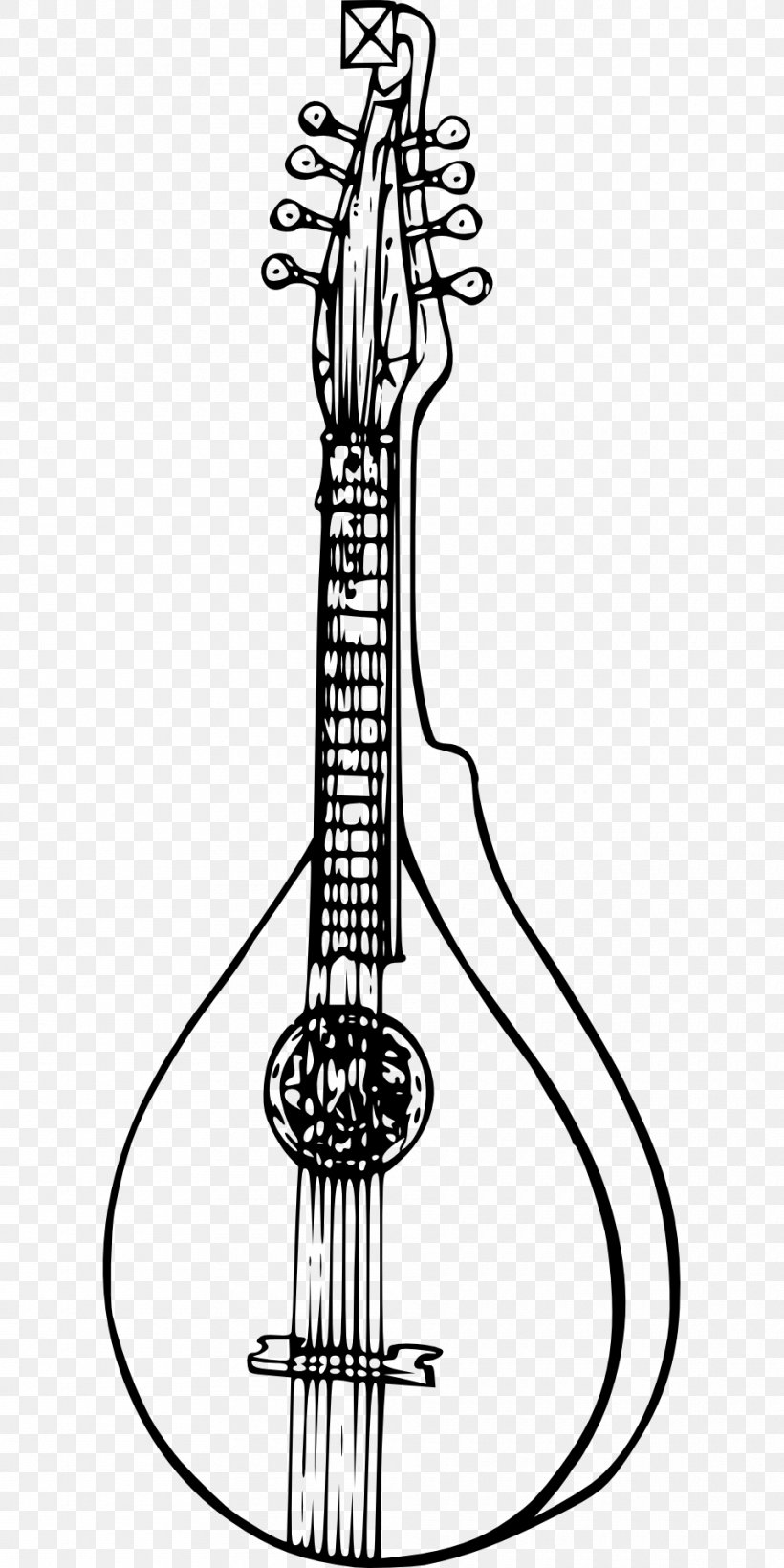 Plucked String Instrument Black And White Mandolin Musical Instruments String Instruments, PNG, 960x1920px, Watercolor, Cartoon, Flower, Frame, Heart Download Free