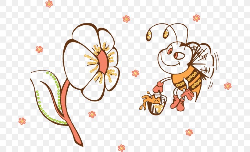 Bee Drawing Desktop Wallpaper Clip Art, PNG, 700x500px, Watercolor, Cartoon, Flower, Frame, Heart Download Free
