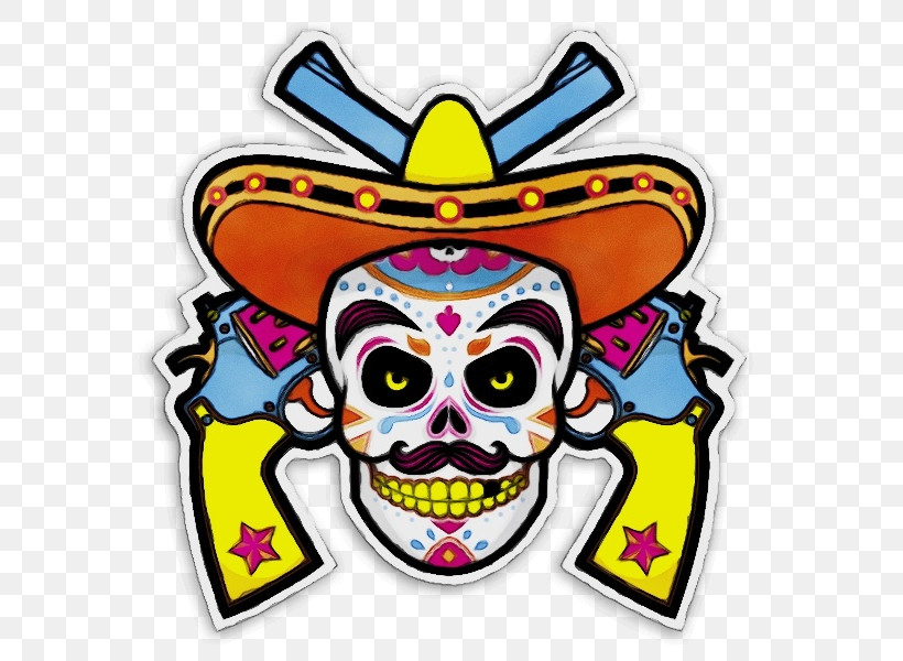 Skull Art, PNG, 590x600px, Watercolor, Calavera, Flag Of Mexico, Mexican Art, Mexican Cuisine Download Free
