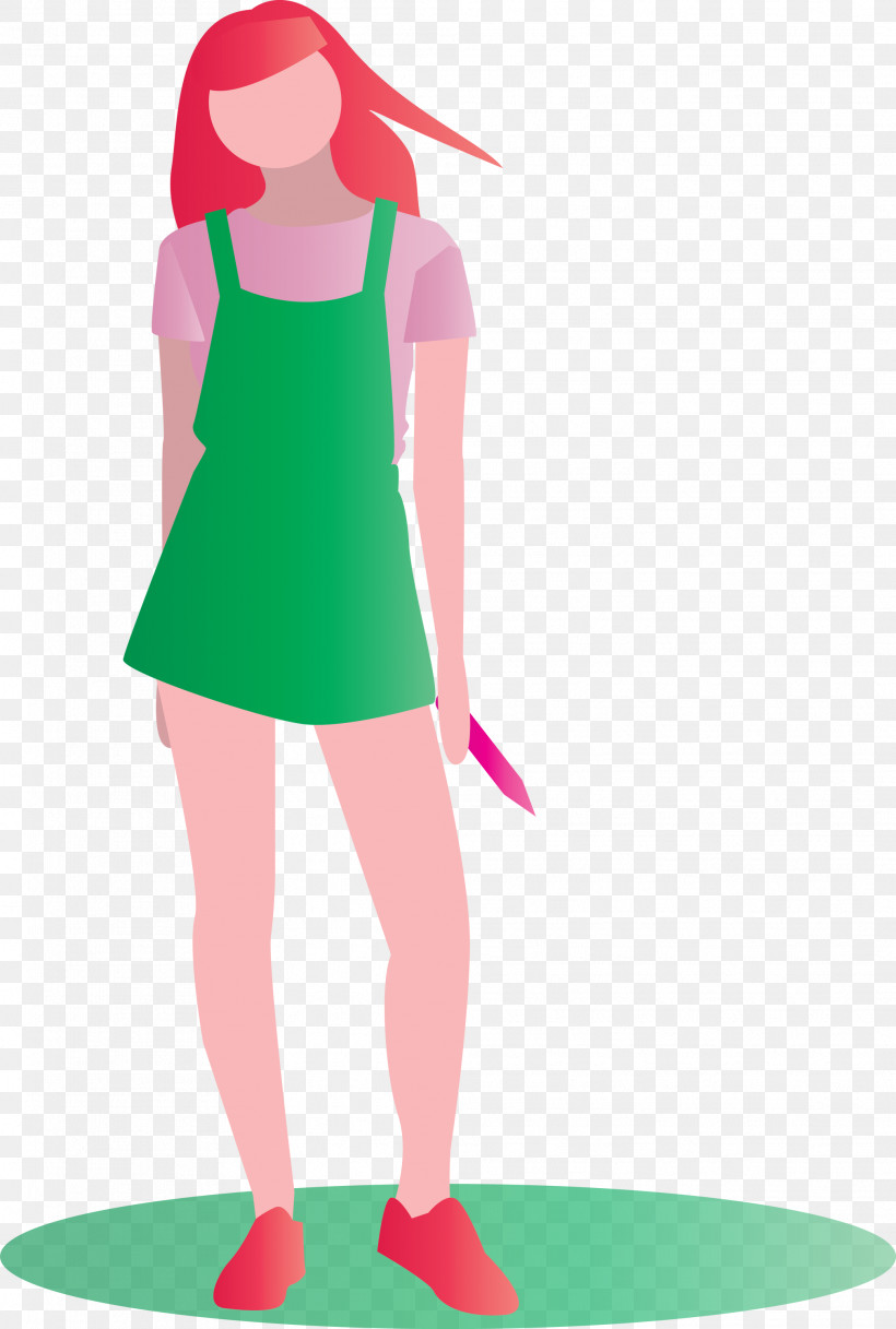 Fashion Girl, PNG, 2021x3000px, Fashion Girl, Costume, Green, Standing, Style Download Free