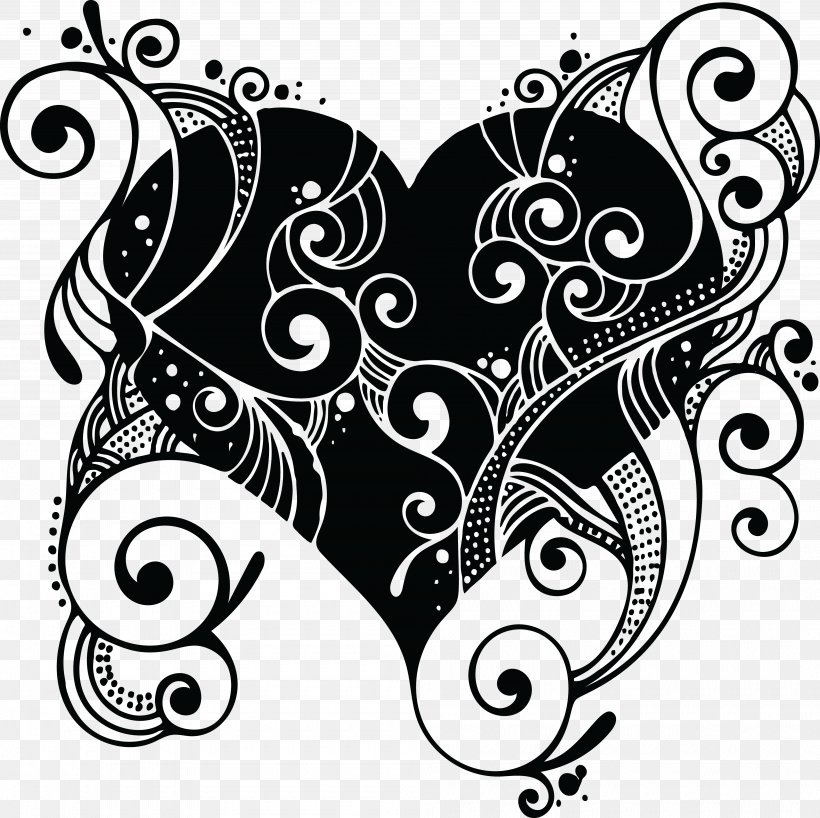 Heart Clip Art, PNG, 4000x3991px, Heart, Art, Autocad Dxf, Black And White, Butterfly Download Free