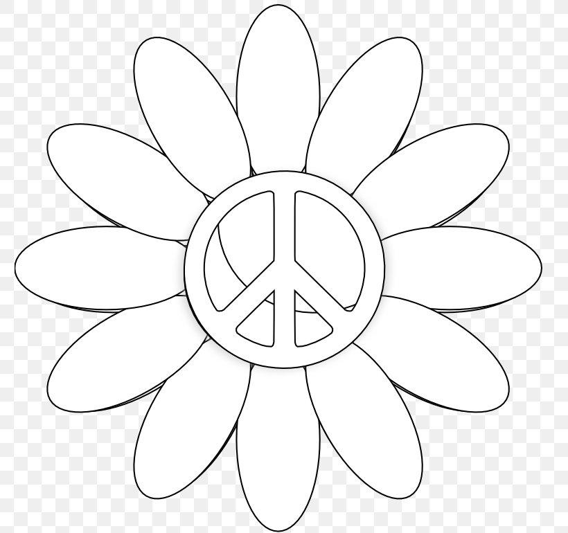 Peace Symbols Black And White Tattoo Clip Art, PNG, 777x770px, Peace Symbols, Area, Art, Black And White, Coloring Book Download Free