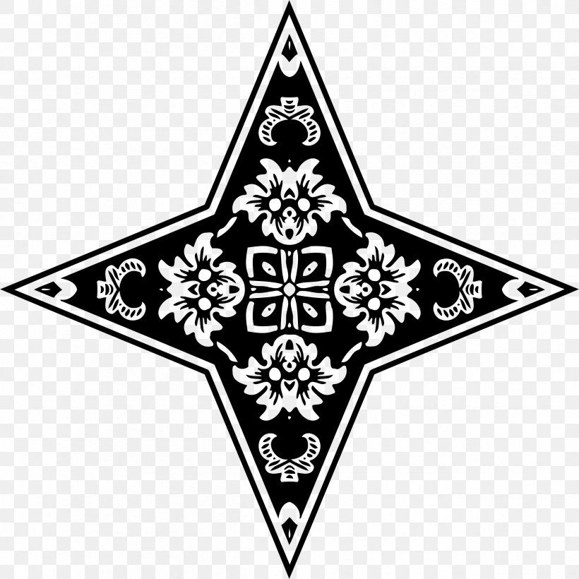 Star Symbol Clip Art, PNG, 2394x2394px, Star, Black, Black And White, Cross, Leaf Download Free
