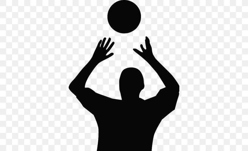 Volleyball Silhouette Clip Art, PNG, 500x500px, Volleyball, Arm, Ball, Black And White, Communication Download Free