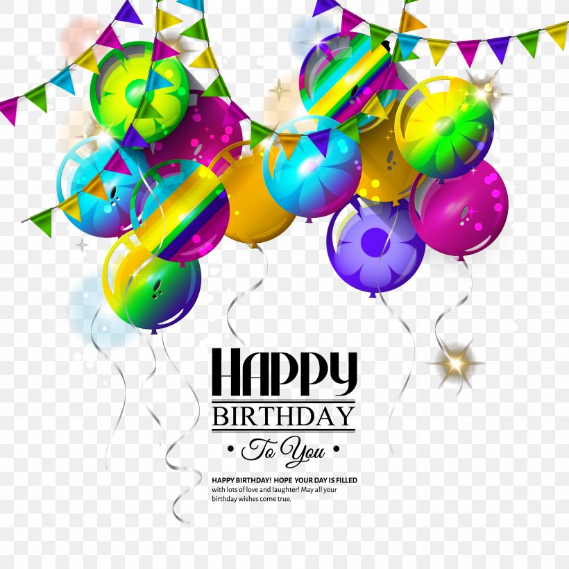 Happy Birthday To You Greeting Card Illustration, PNG, 3592x3592px, Birthday, Art, Balloon, Confetti, Festival Download Free