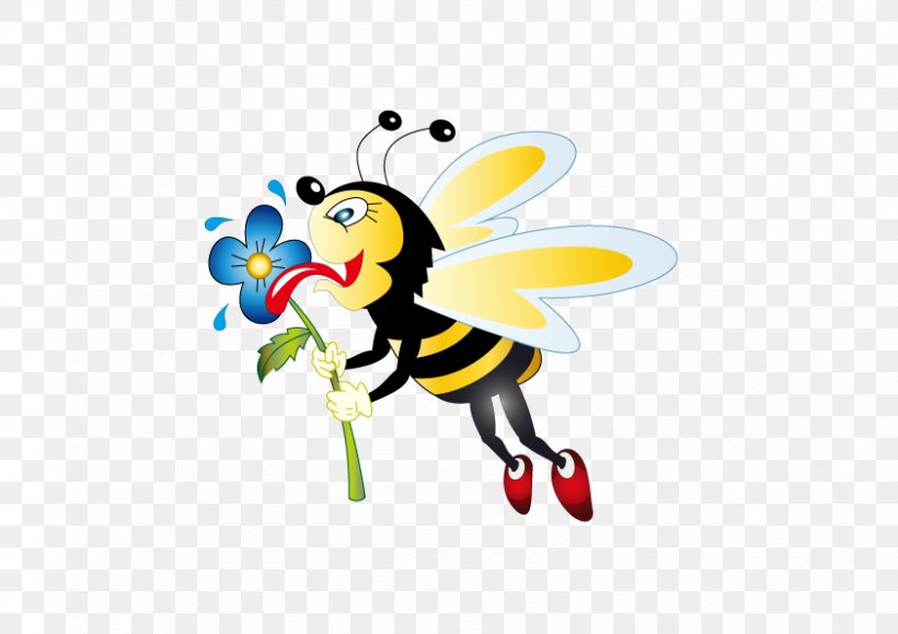 Honey Bee Cartoon Clip Art, PNG, 842x595px, Bee, Antenna, Art, Bumblebee, Butterfly Download Free