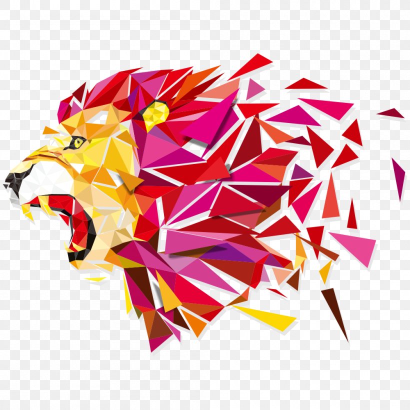 Lion Geometry Printmaking Illustration, PNG, 1000x1000px, Lion, Abstract Art, Art, Canvas Print, Geometry Download Free